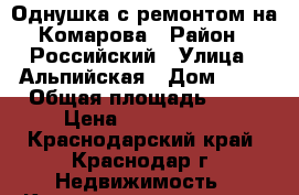 Однушка с ремонтом на Комарова › Район ­ Российский › Улица ­ Альпийская › Дом ­ 11 › Общая площадь ­ 30 › Цена ­ 1 350 000 - Краснодарский край, Краснодар г. Недвижимость » Квартиры продажа   . Краснодарский край,Краснодар г.